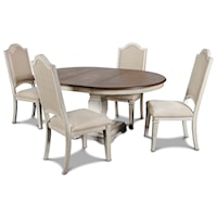Relaxed Vintage 5-Piece Table and Chair Set with Table Leaf