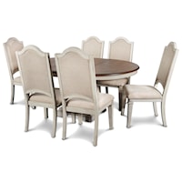Relaxed Vintage 7-Piece Table and Chair Set with Table Leaf