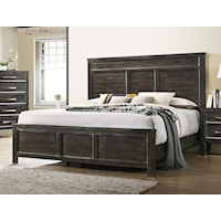 Transitional King Panel Bed with Decorative Molding