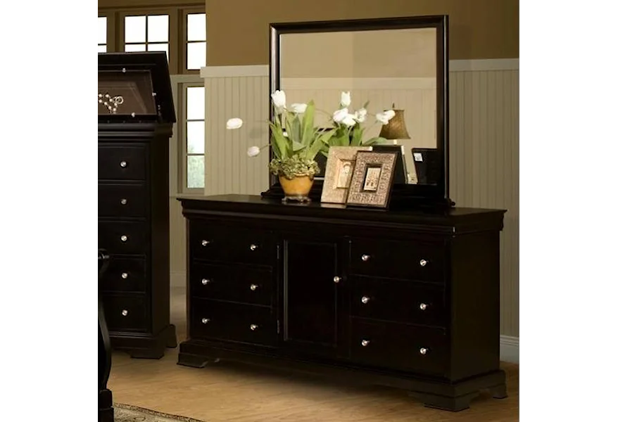 Belle Rose Dresser with Mirror by New Classic at Rife's Home Furniture
