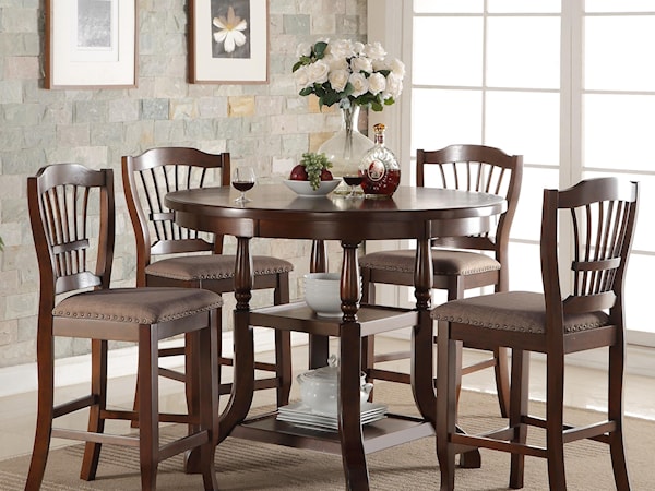 5 Piece Round Counter Table Set