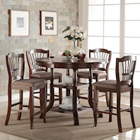 5 Piece Round Counter Table Set with Storage Shelves