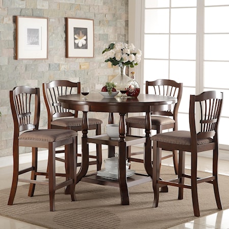 5 Piece Round Counter Table Set