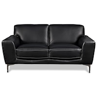 Contemporary Leather Loveseat with Metal Legs