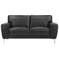 Contemporary Leather Loveseat with Metal Legs