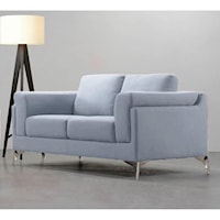 Contemporary Loveseat with Exposed Metal Legs