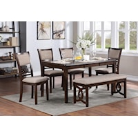 Contemporary 6-Piece Dining and Chair Set with Bench