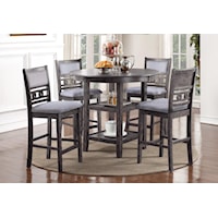 Counter Height Dining Table and Chair Set with 4 Chairs and Circle Motif