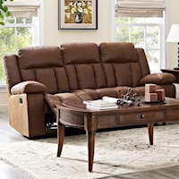 Casual Dual Reclining Sofa with Heavy Padded Headrest