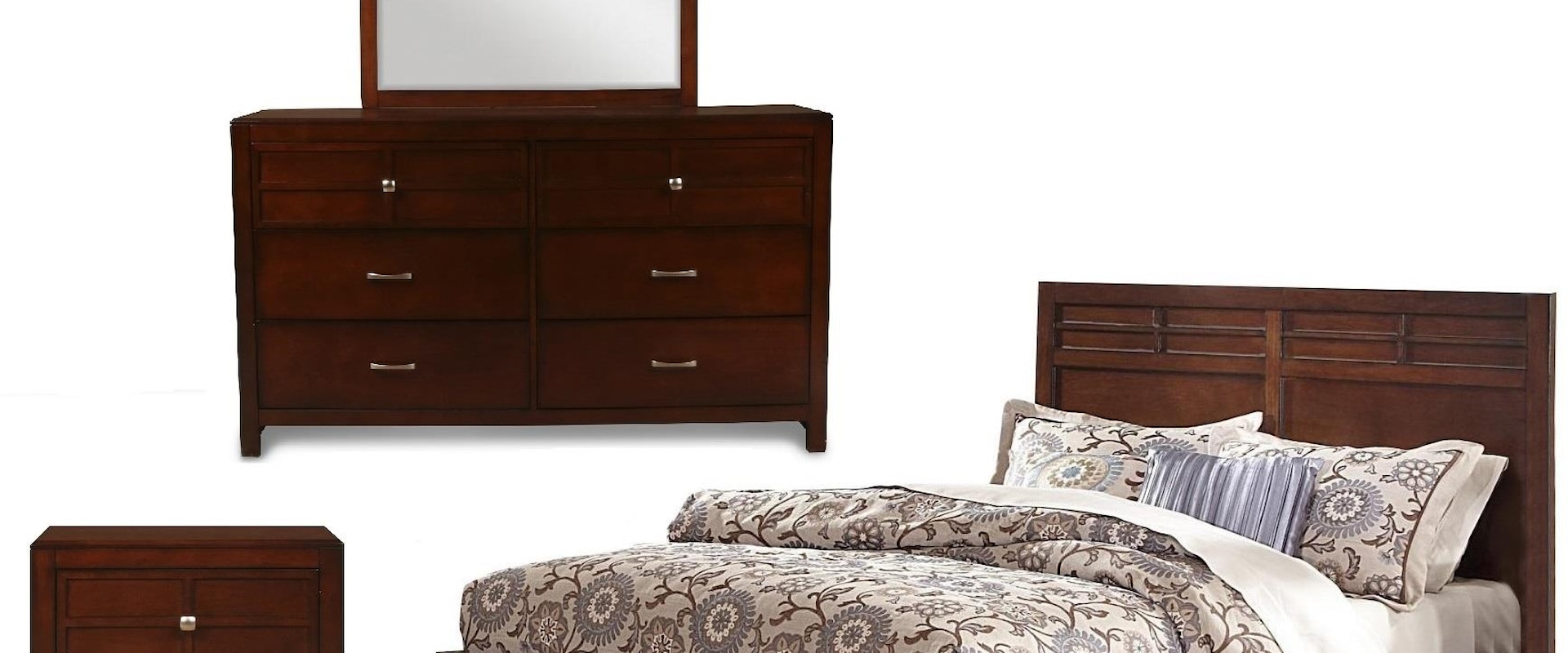 Queen Bed Dresser Mirror and 1 Nightstand