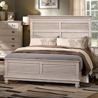 King Headboard and Footboard Bed with Shutter Panels