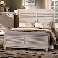 California King Headboard and Footboard Bed with Shutter Panels