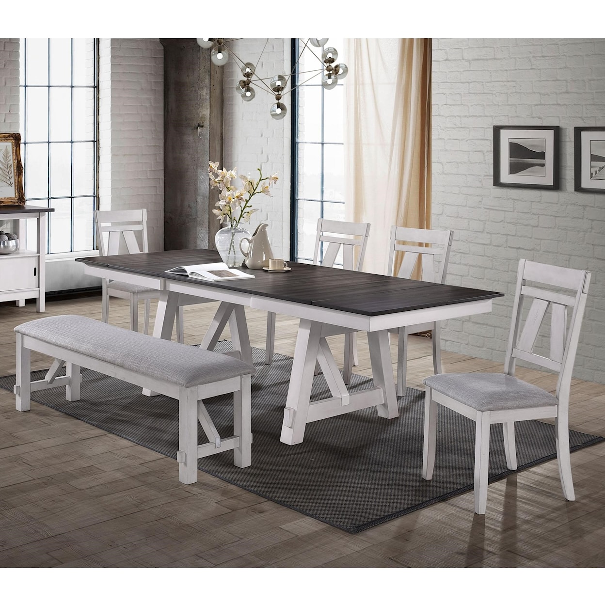 New Classic Furniture Maisie Table & Chair Set with Bench