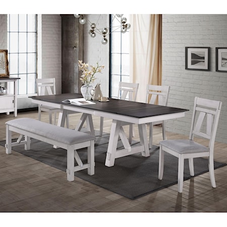 Farmhouse Table & Chair Set with Bench