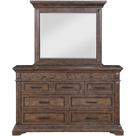 Dresser and Mirror Set