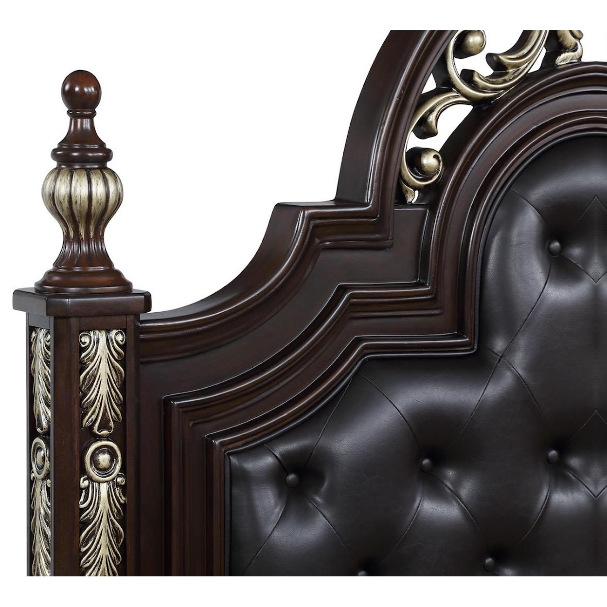 New Classic Maximus King Poster Bed with Upholstered Headboard