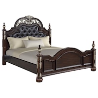 King Poster Bed with Upholstered Headboard