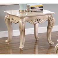 Traditional End Table with Marble Top