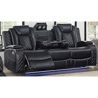 CONTEMPORARY POWER RECLINING SOFA WITH POWER HEADREST AND LED LIGHTING