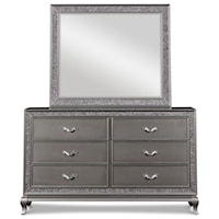Glam Dresser and Mirror Set with Felt-Lined Drawers