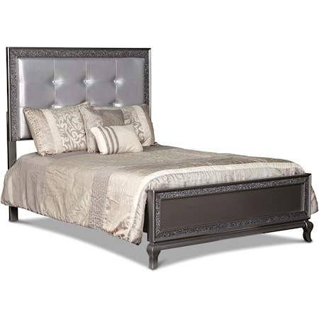 Glam Twin Panel Bed with Button Tufting