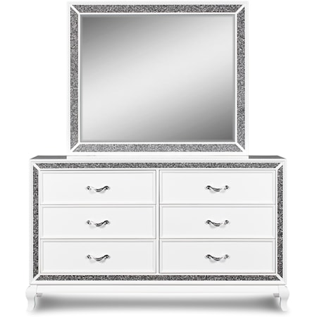 Glam Dresser and Mirror Set with Felt-Lined Drawers