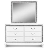 Glam Dresser and Mirror Set with Felt-Lined Drawers