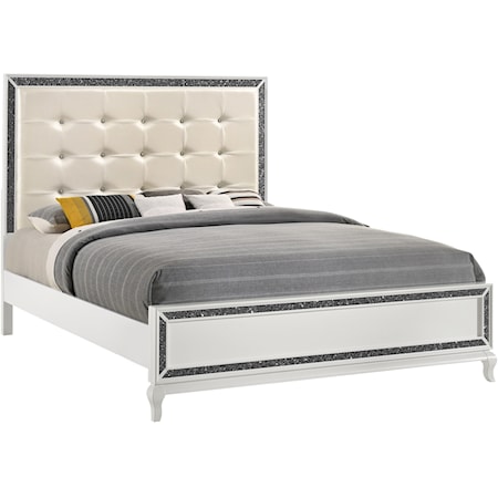 Glam King Panel Bed with Button Tufting