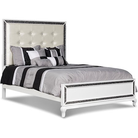 Glam Full Panel Bed with Button Tufting