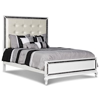 Glam Full Panel Bed with Button Tufting