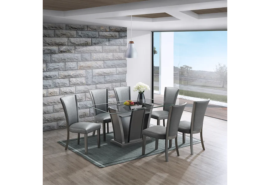 Platina 7-Piece Table and Chair Set by New Classic at Royal Furniture
