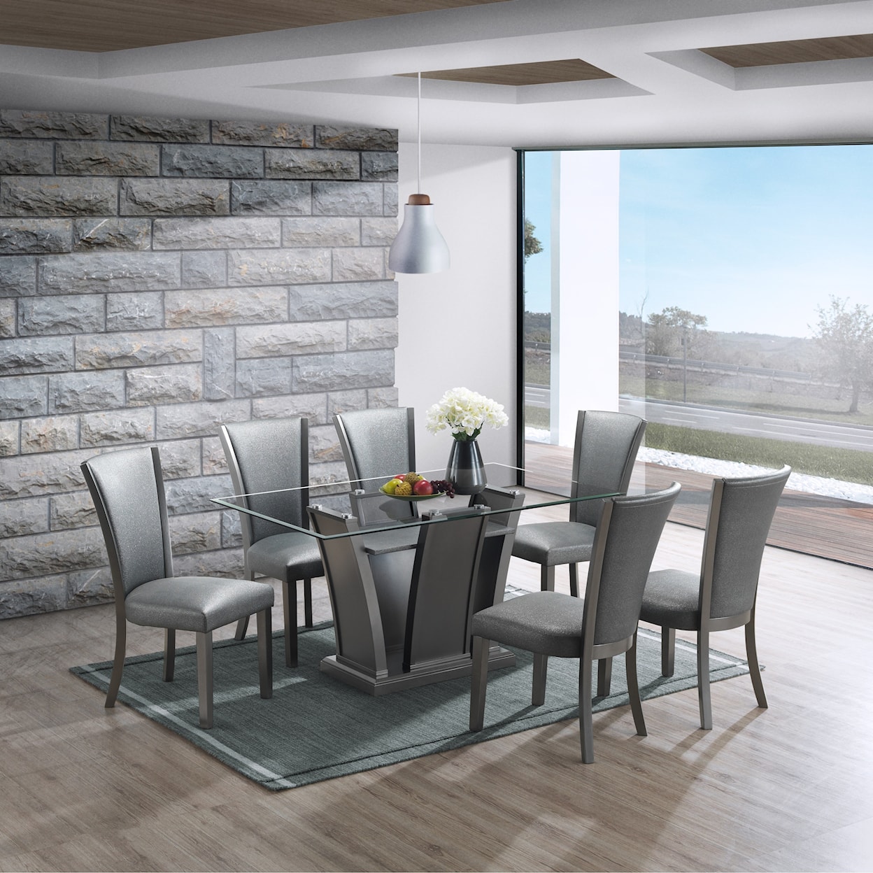 New Classic Platina 7-Piece Table and Chair Set