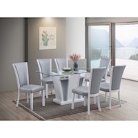 Contemporary 7-Piece Table and Chair Set with Glass Table Top