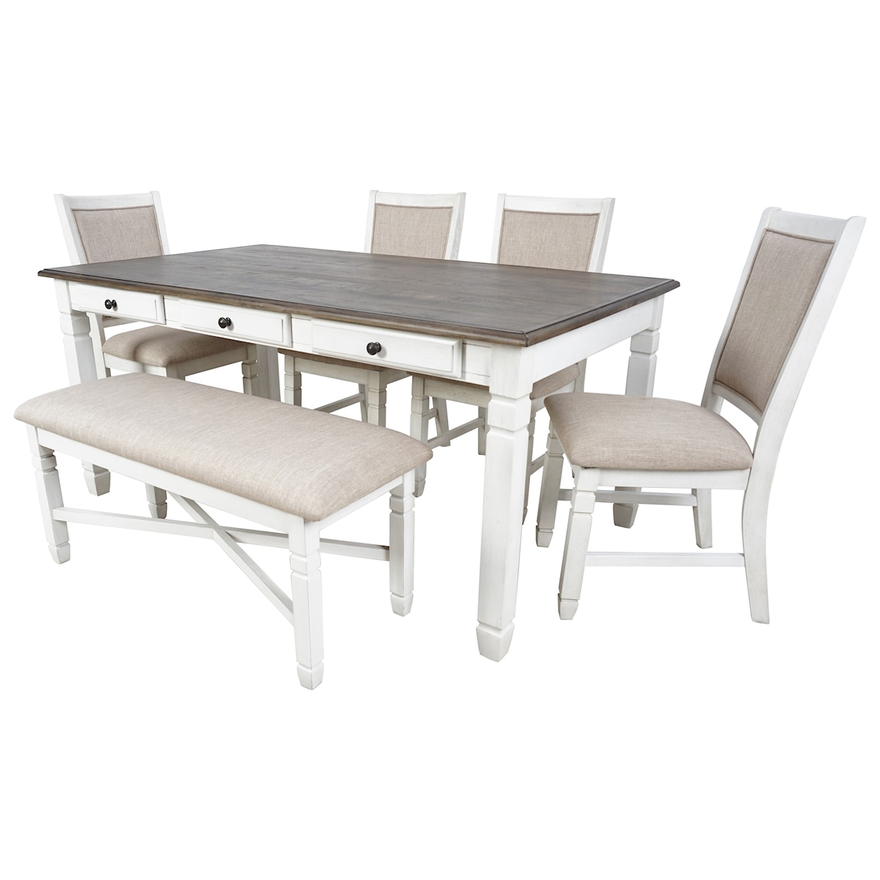 New Classic Furniture Prairie Point Table & Chair Set with Bench