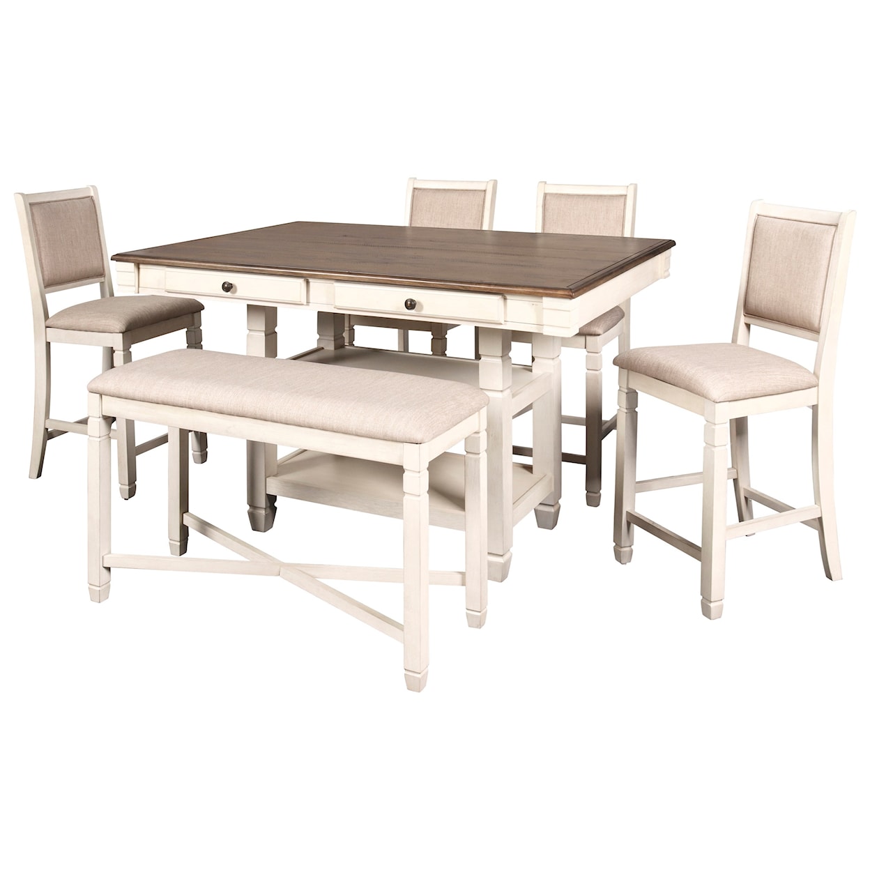 New Classic Furniture Prairie Point Table & Chair Set with Bench