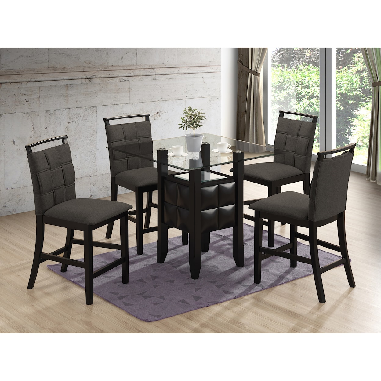 New Classic Furniture Prism 5-Piece Counter Height Table Set
