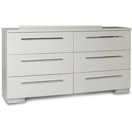 Contemporary 6-Drawer Dresser with Metal Hardware