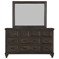 Traditional 9-Drawer Dresser and Mirror Set