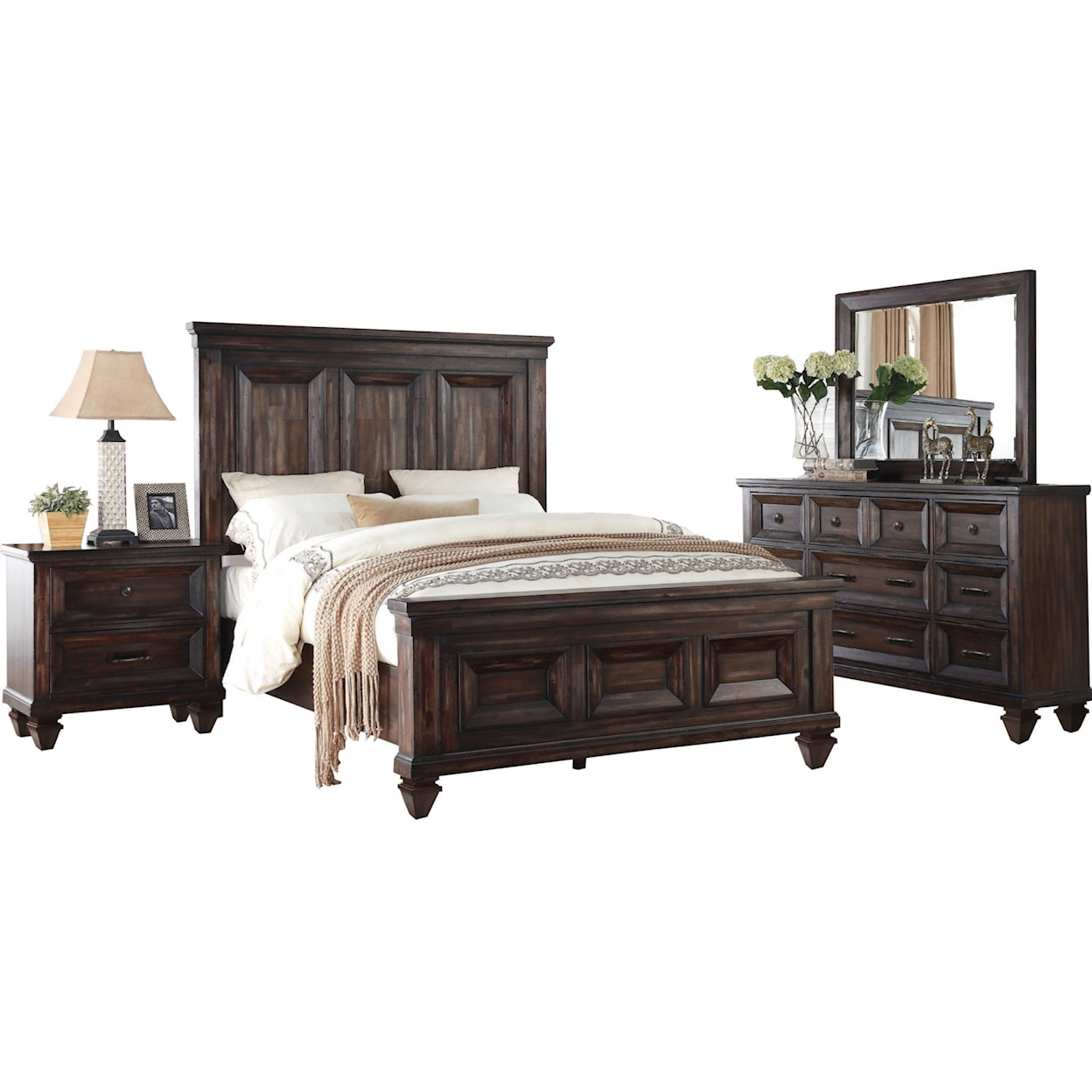 New Classic Furniture Sevilla East King Bed Dresser Mirror and 1 NS