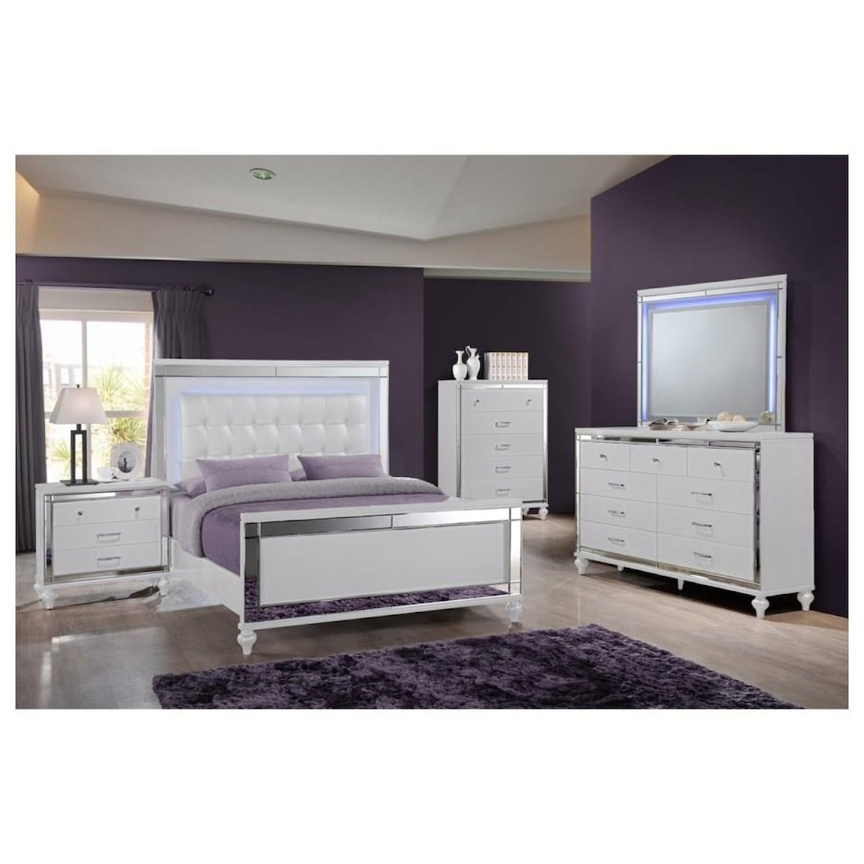 New Classic Valentino Queen UPH Panel Bed Package