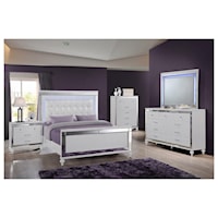 King Upholstered Panel Bed, Dresser, Mirror and Nightstand Package
