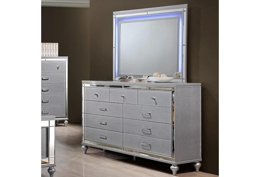 Valentino Dresser and Mirror Set by New Classic at Beck's Furniture