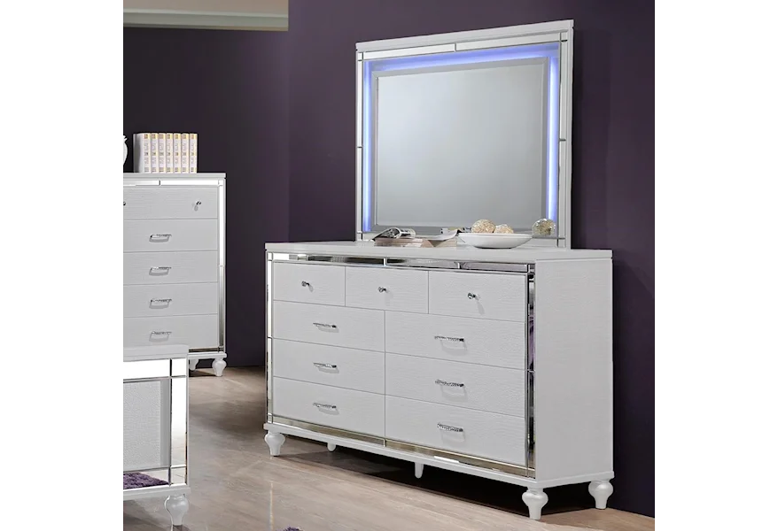 Valentino Dresser and Mirror Set by New Classic at Sam Levitz Furniture