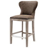 Dorsey PU Counter Stool Drift Wood Legs, Nubuck Chocolate