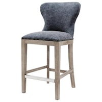 Dorsey PU Counter Stool Drift Wood Legs, Nubuck Charcoal