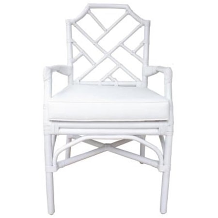 Kara Rattan Arm Chair, White