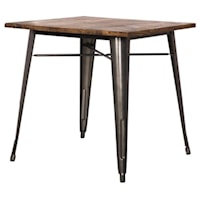 Metropolis KD Metal Dining Table Wood Top, Gunmetal