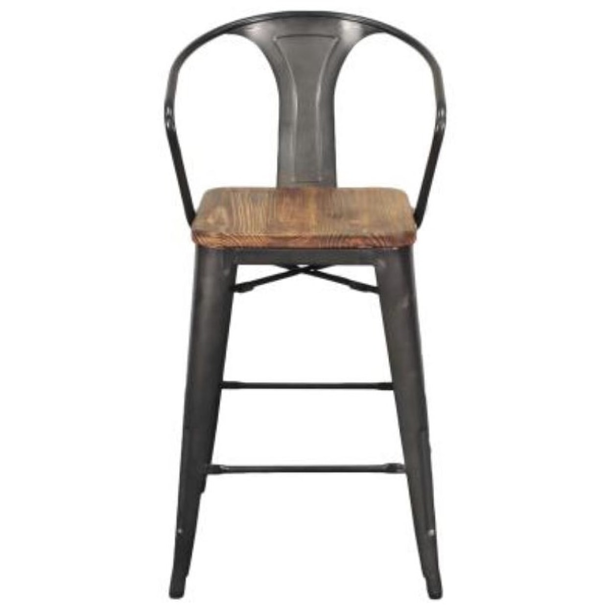 Happy Chair Metropolis Metropolis Counter Stool Wood Seat, Gunmetal