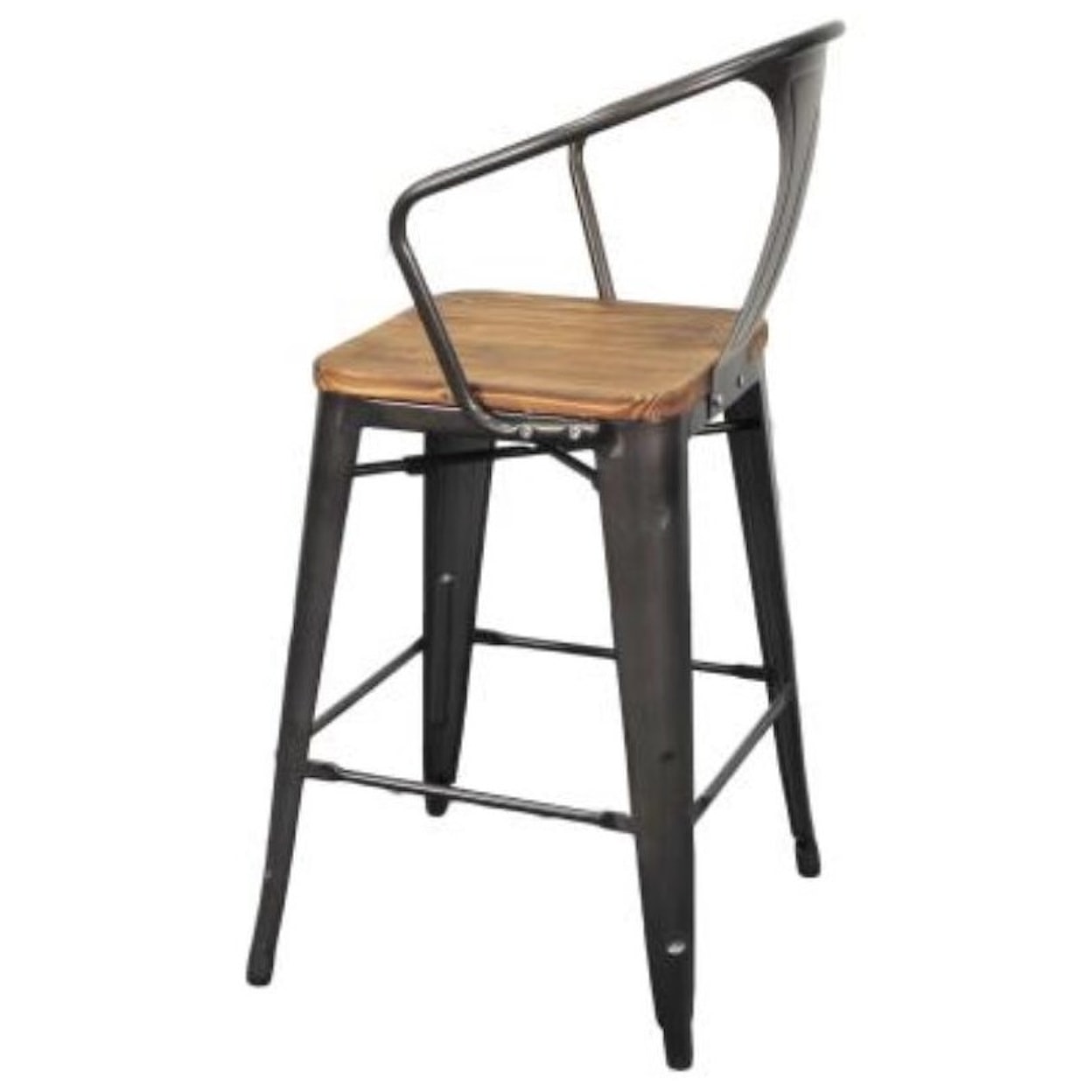 Happy Chair Metropolis Metropolis Counter Stool Wood Seat, Gunmetal