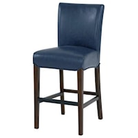 Milton Bonded Leather Counter Stool Wenge Legs, Vintage Blue